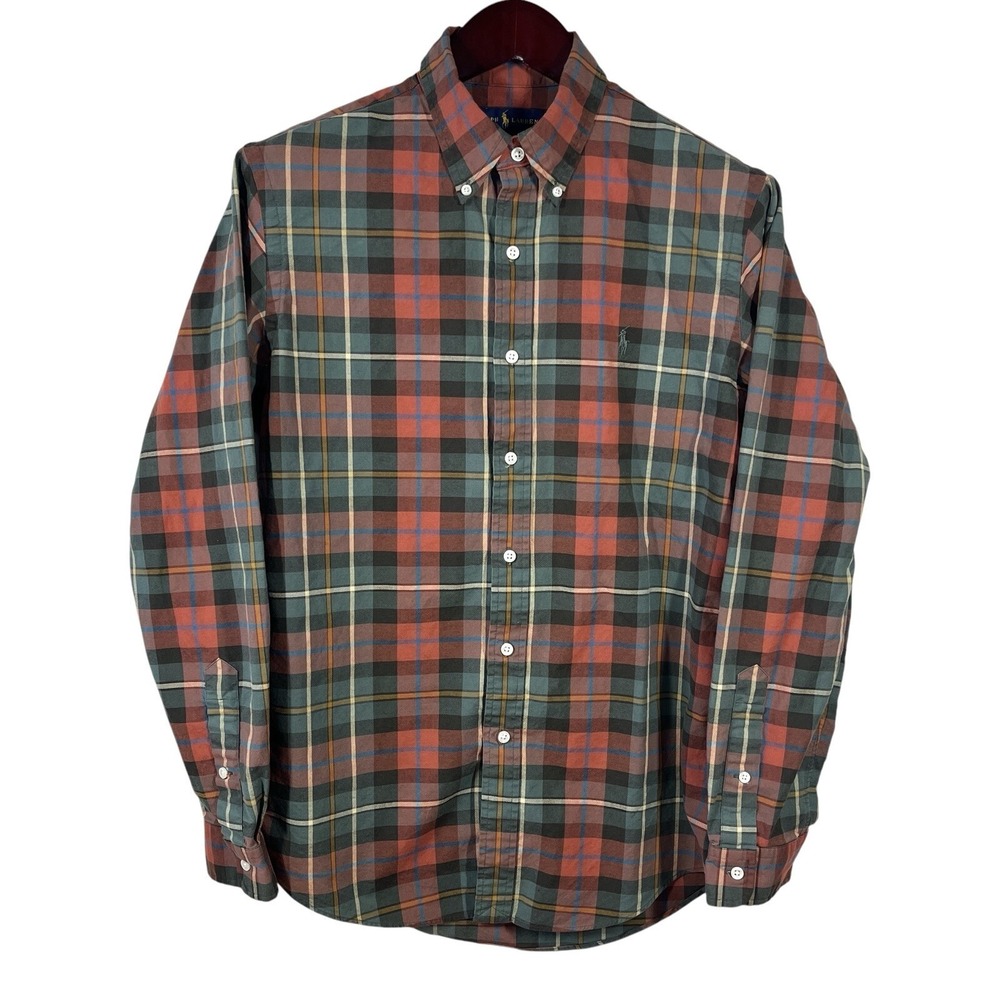 Vintage Ralph Lauren Button Down Shirt Mens M Plaid Long Sleeve Heritage Rugged